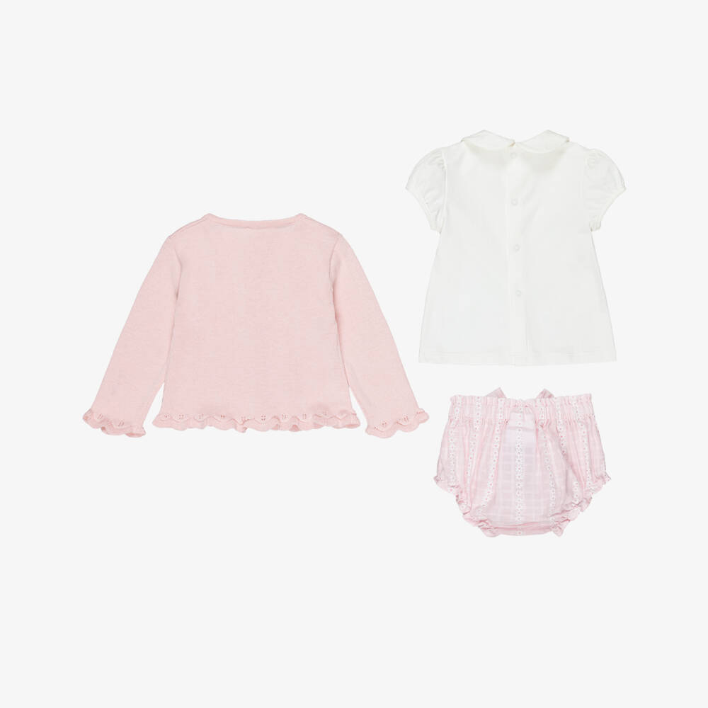Mayoral Для новорожденных-Baby Girls Pink Cotton Shorts Set with Floral Print | Childrensalon