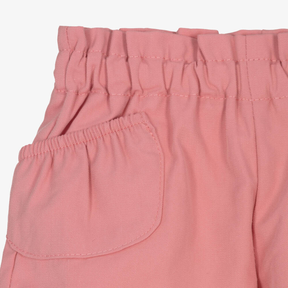 Mayoral Newborn-Baby Girls Pink Cotton Shorts with Patch Pockets | Childrensalon