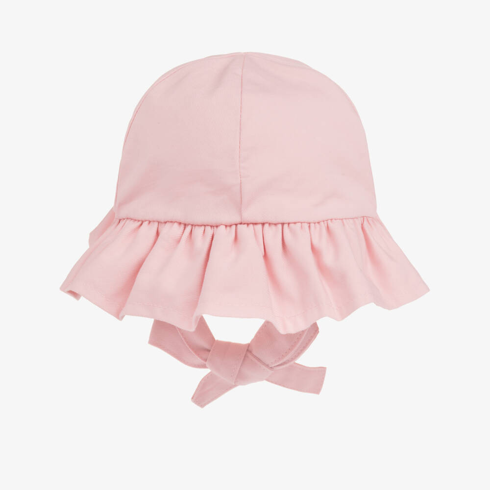 Mayoral Newborn-Baby Girls Pink Cotton Sun Hat with Bow | Childrensalon