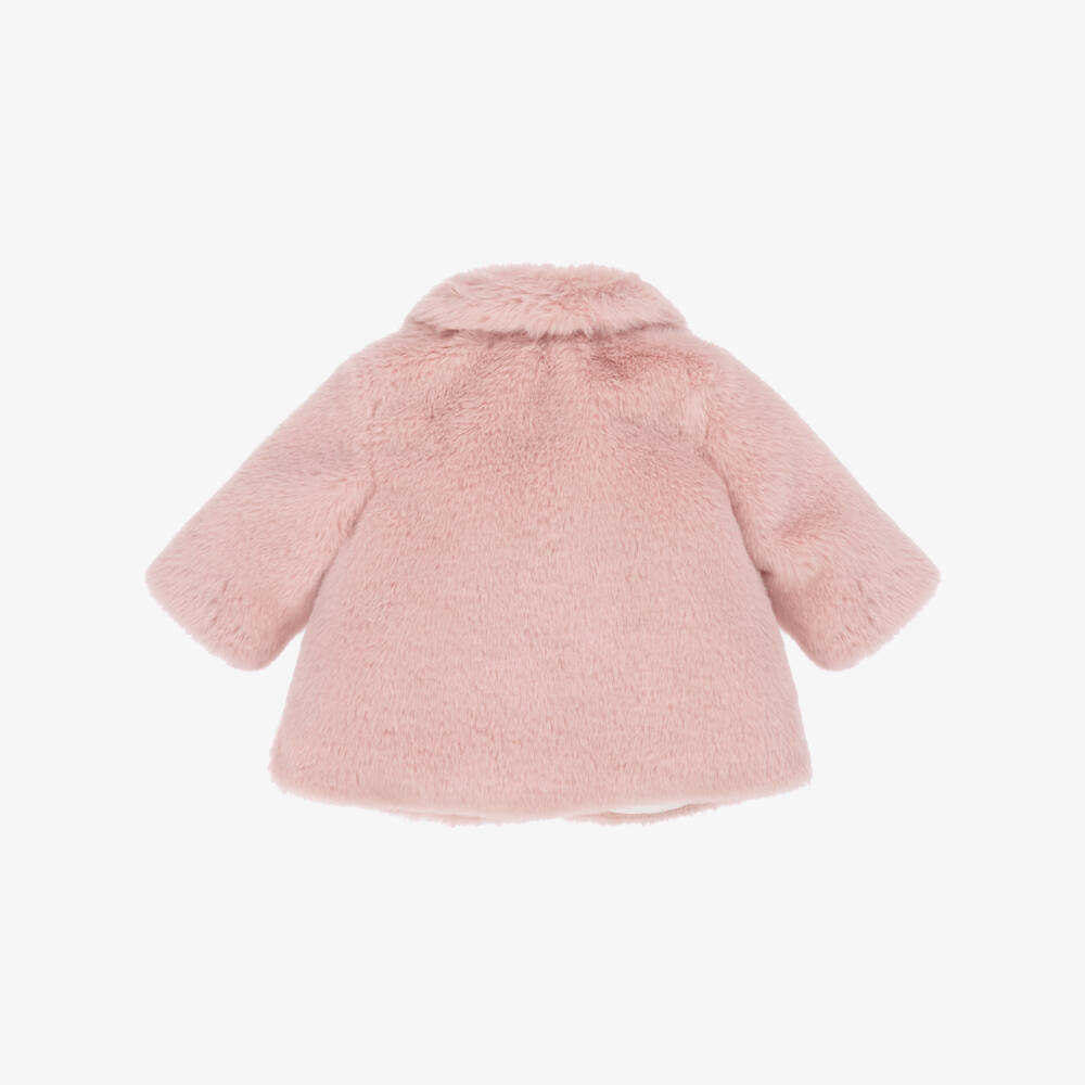 Mayoral Для новорожденных-Baby Girls Pink Faux Fur Coat | Childrensalon