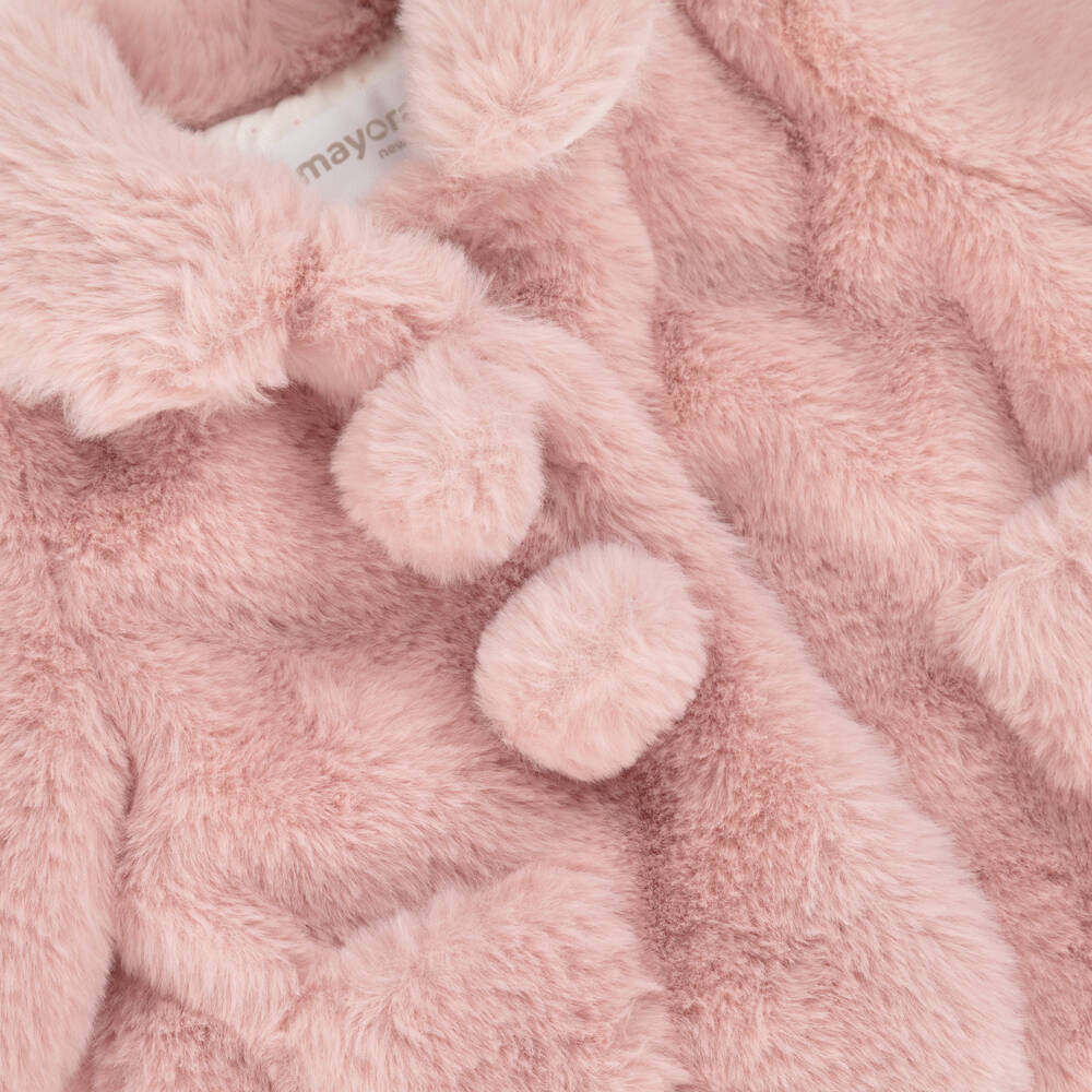 Mayoral Для новорожденных-Baby Girls Pink Faux Fur Coat | Childrensalon