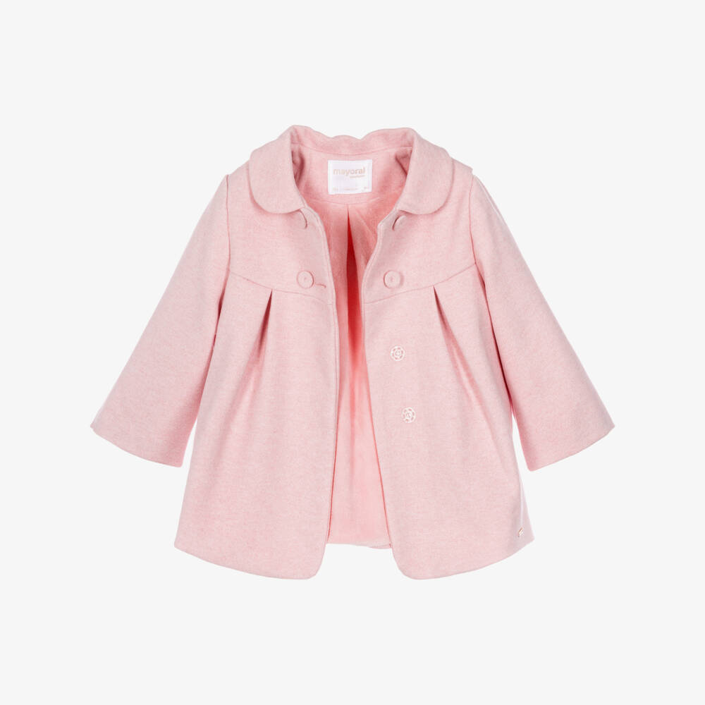 Mayoral Newborn-Baby Girls Pink Felted Coat | Childrensalon