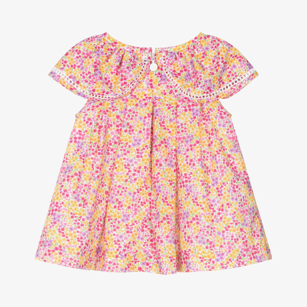 Mayoral Newborn-فستان بطبعة ورود وأكمام كشكش لون زهري للبنات الرضع | Childrensalon