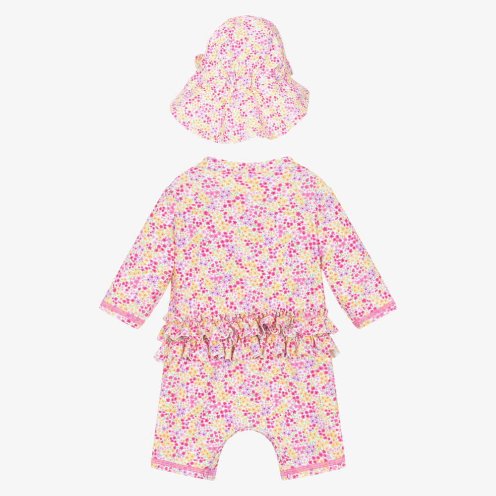 Mayoral Для новорожденных-Baby Girls Pink Floral Sun Suit Set (UPF40+) | Childrensalon