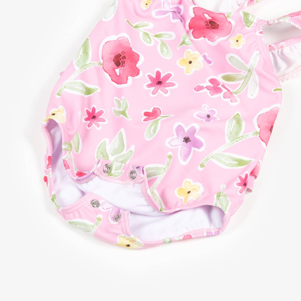Mayoral Newborn-Baby Girls Pink Floral Swimsuit Set (UPF40+) | Childrensalon