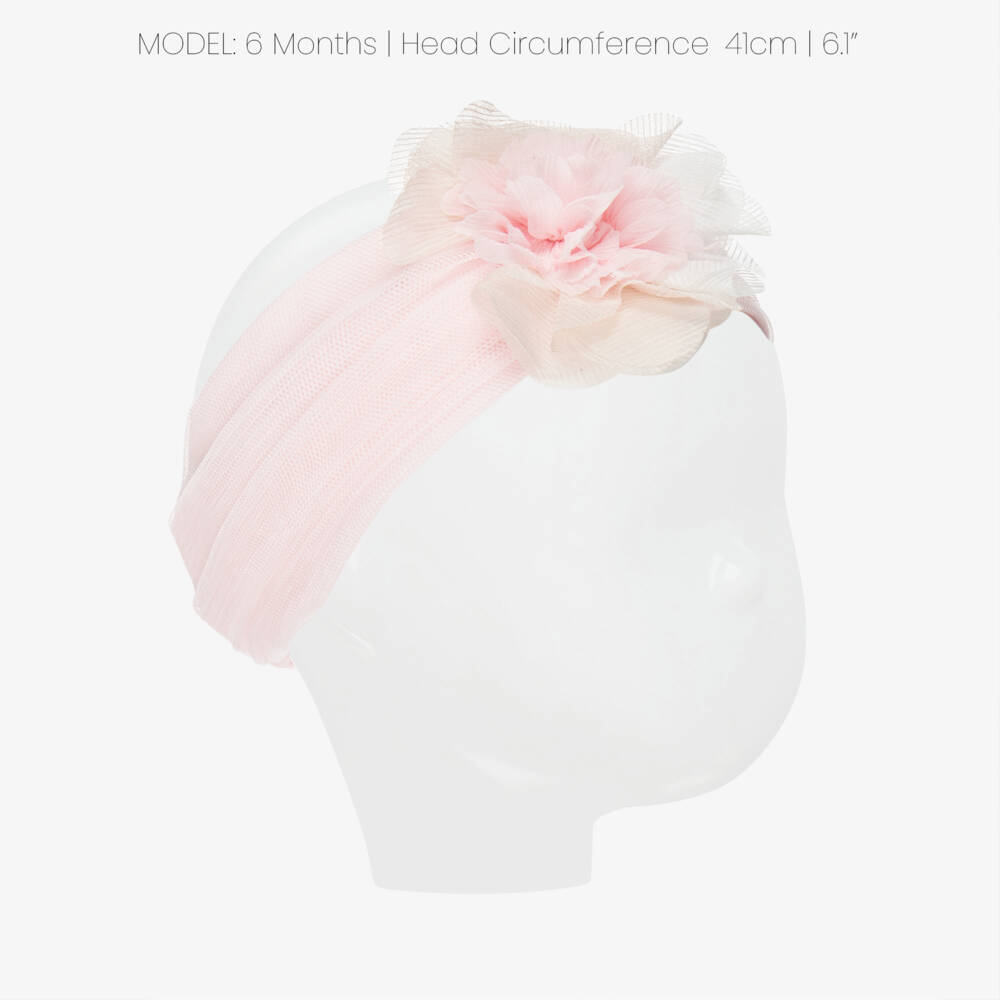 Mayoral Newborn-Baby Girls Pink Headband with Flower Appliqué | Childrensalon