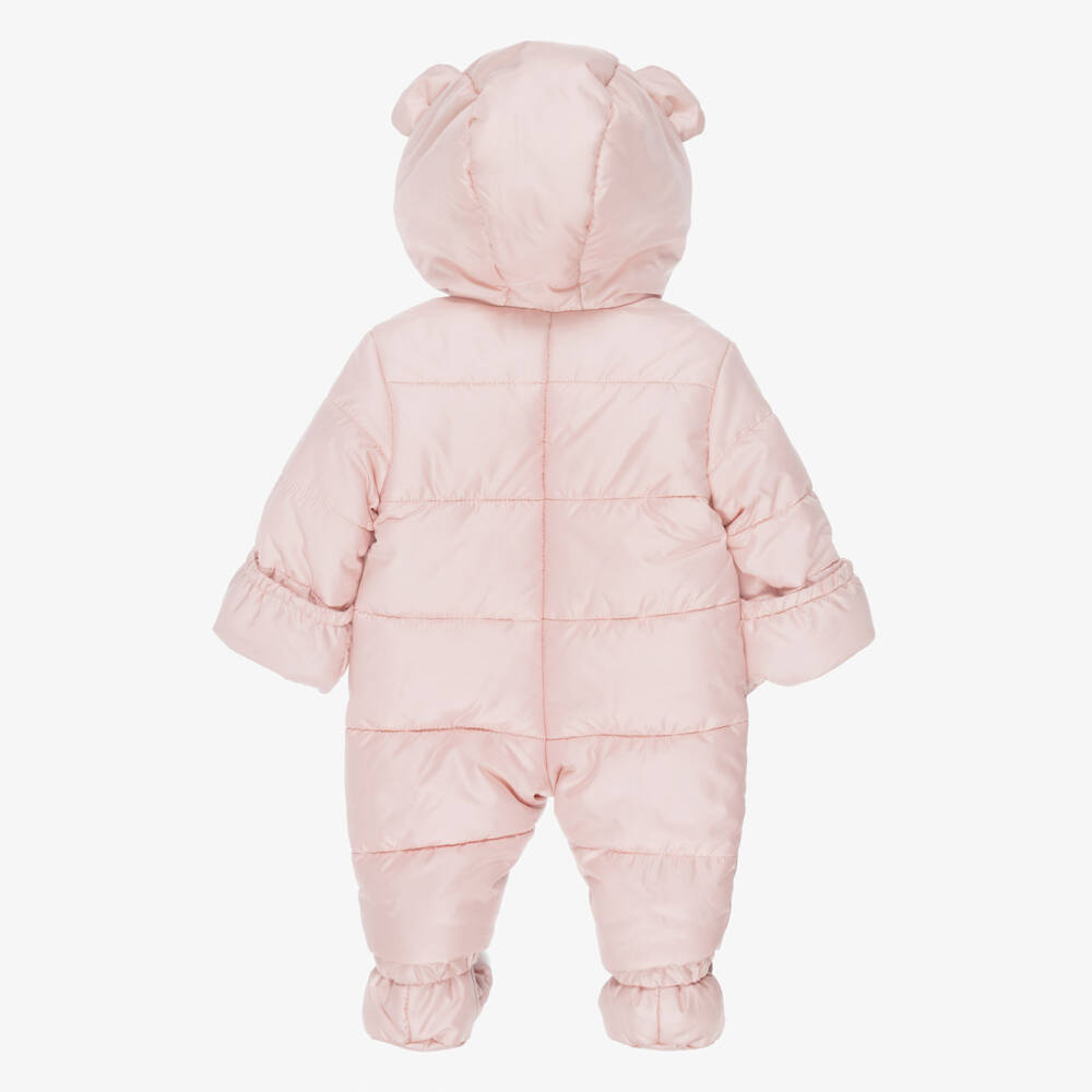 Mayoral Newborn-Baby Girls Pink Hooded Snowsuit with Booties | Childrensalon
