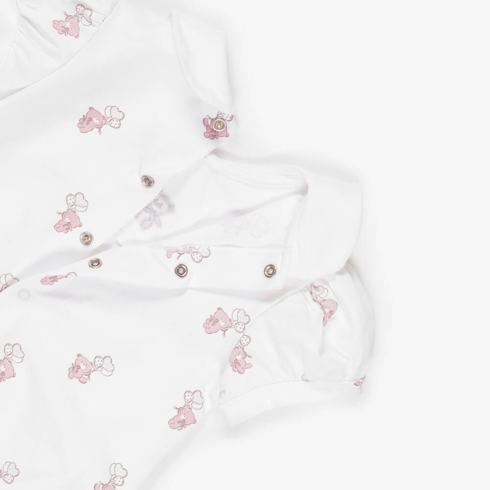 Mayoral Newborn-Baby Girls Pink & Ivory Cotton Teddy Bear Shorties (2 Pack) | Childrensalon