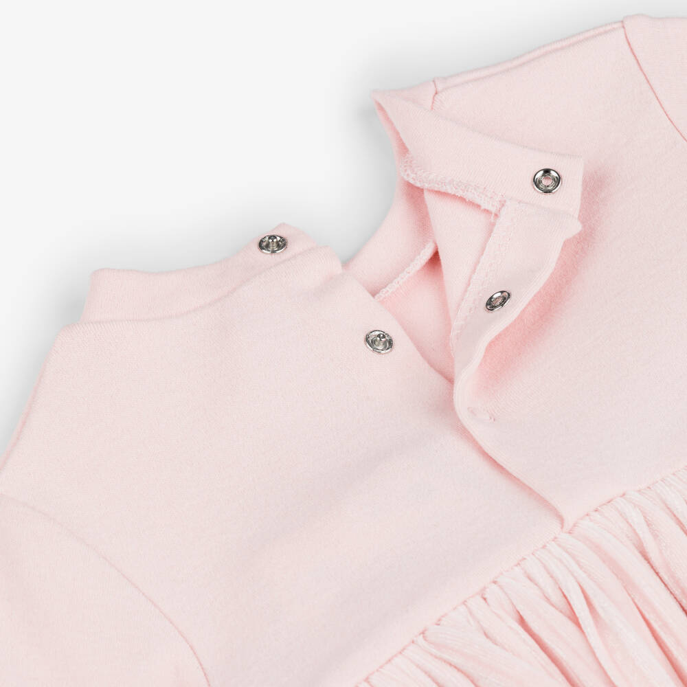 Mayoral Newborn-Baby Girls Pink Jersey & Velvet Pleated Dress | Childrensalon
