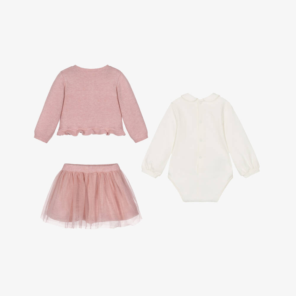 Mayoral Newborn-Baby Girls Pink Knit & Glittery Tutu Skirt Set | Childrensalon