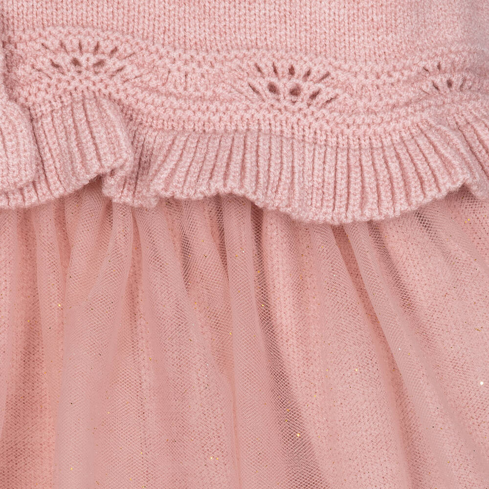 Mayoral Newborn-Baby Girls Pink Knit & Glittery Tutu Skirt Set | Childrensalon