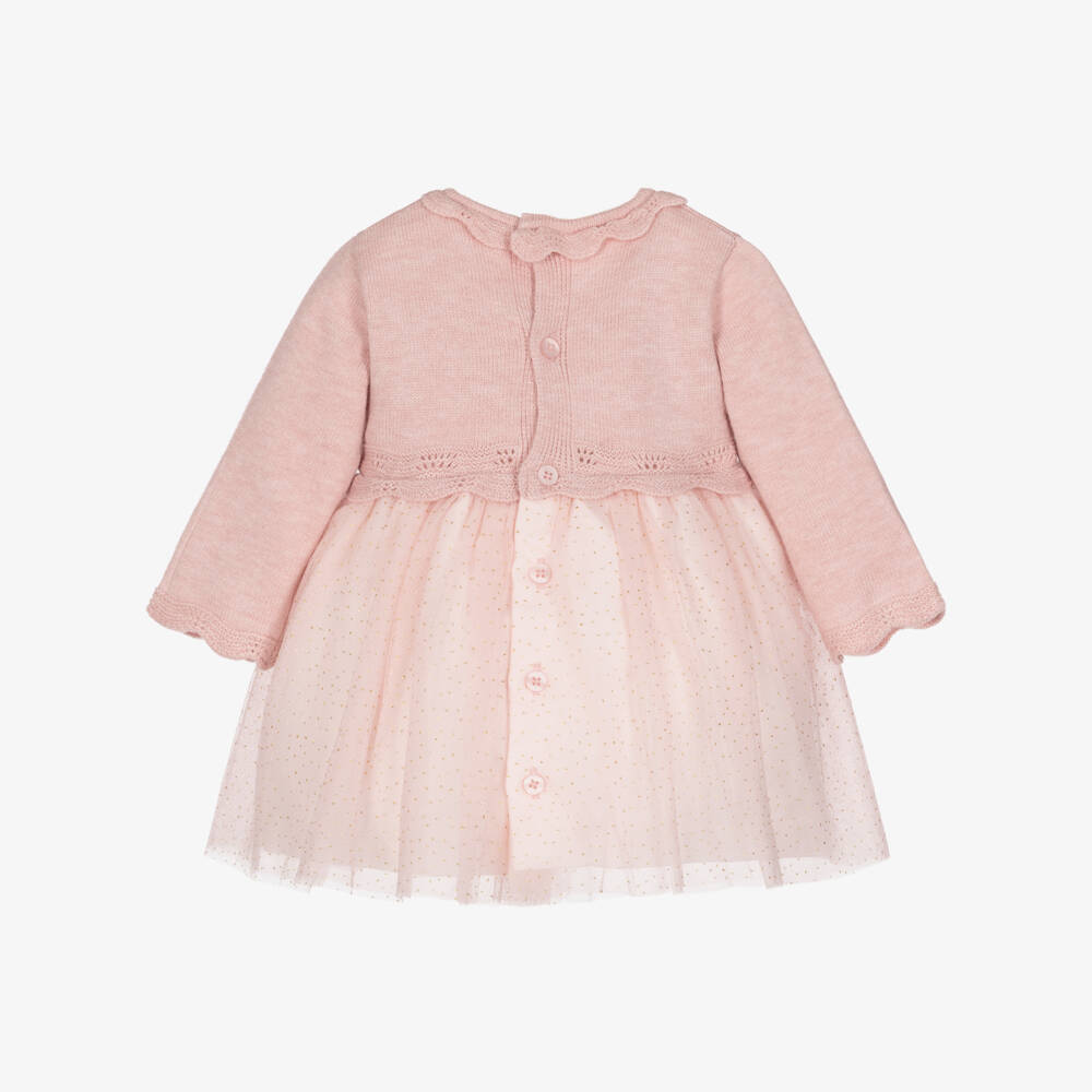 Mayoral Newborn-Baby Girls Pink Knit & Tulle Dress | Childrensalon