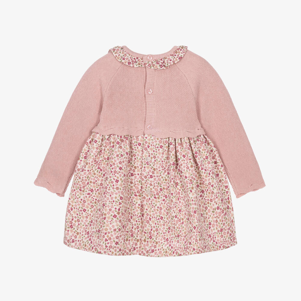 Mayoral Newborn-Baby Girls Pink Knitted & Floral Dress | Childrensalon