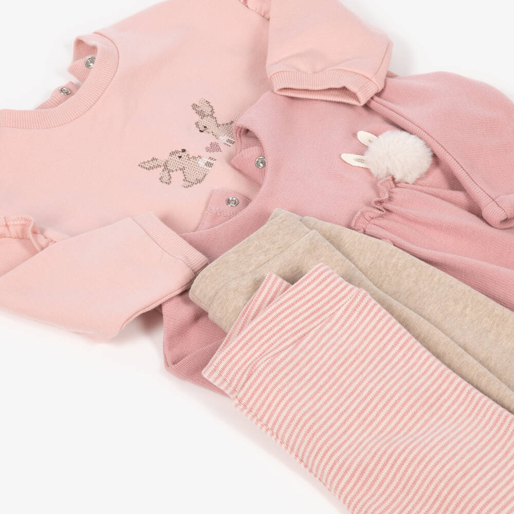 Mayoral Newborn-Baby Girls Pink Leggings Set with Bunny Motif | Childrensalon