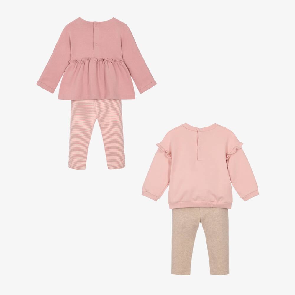 Mayoral Newborn-Baby Girls Pink Leggings Set with Bunny Motif | Childrensalon