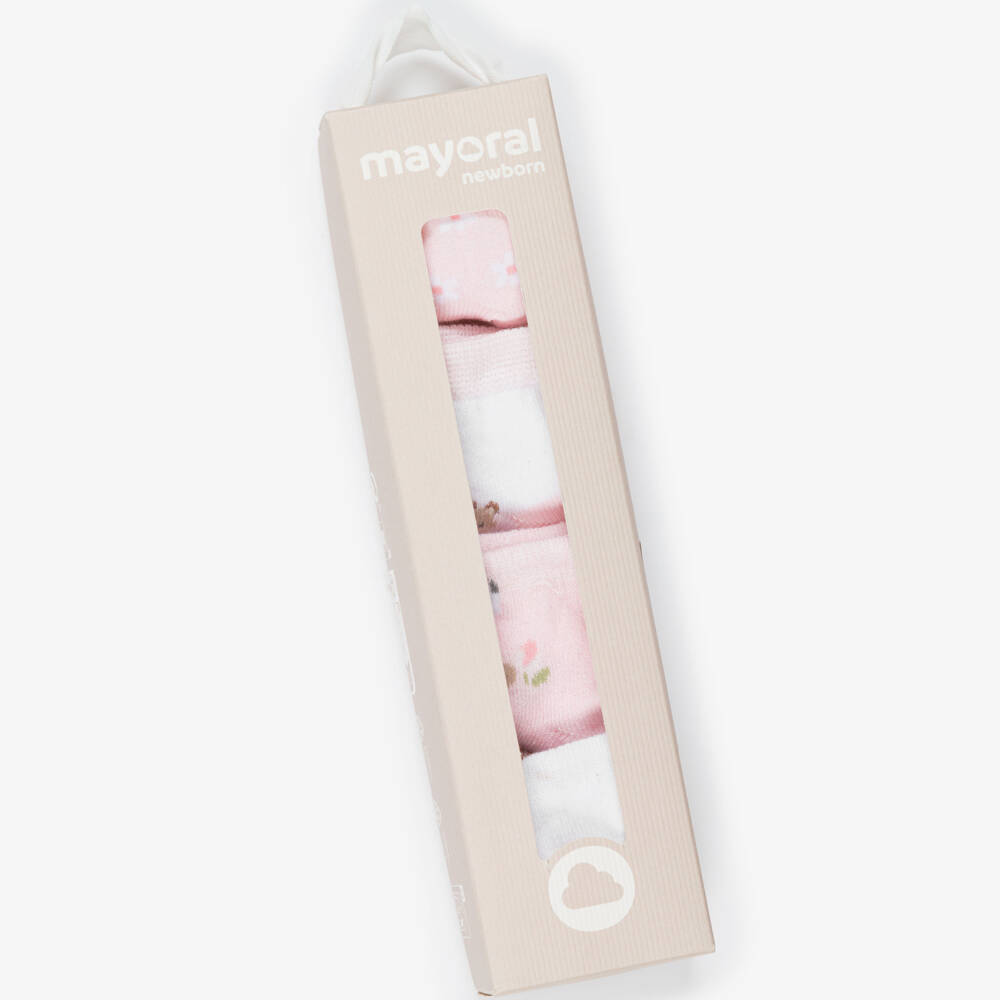 Mayoral Для новорожденных-Baby Girls Pink Patterned Cotton Socks (4 Pack) | Childrensalon