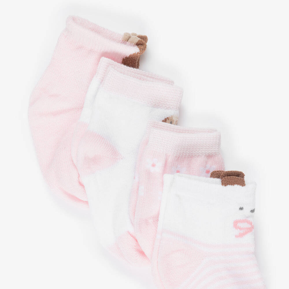 Mayoral Для новорожденных-Baby Girls Pink Patterned Cotton Socks (4 Pack) | Childrensalon