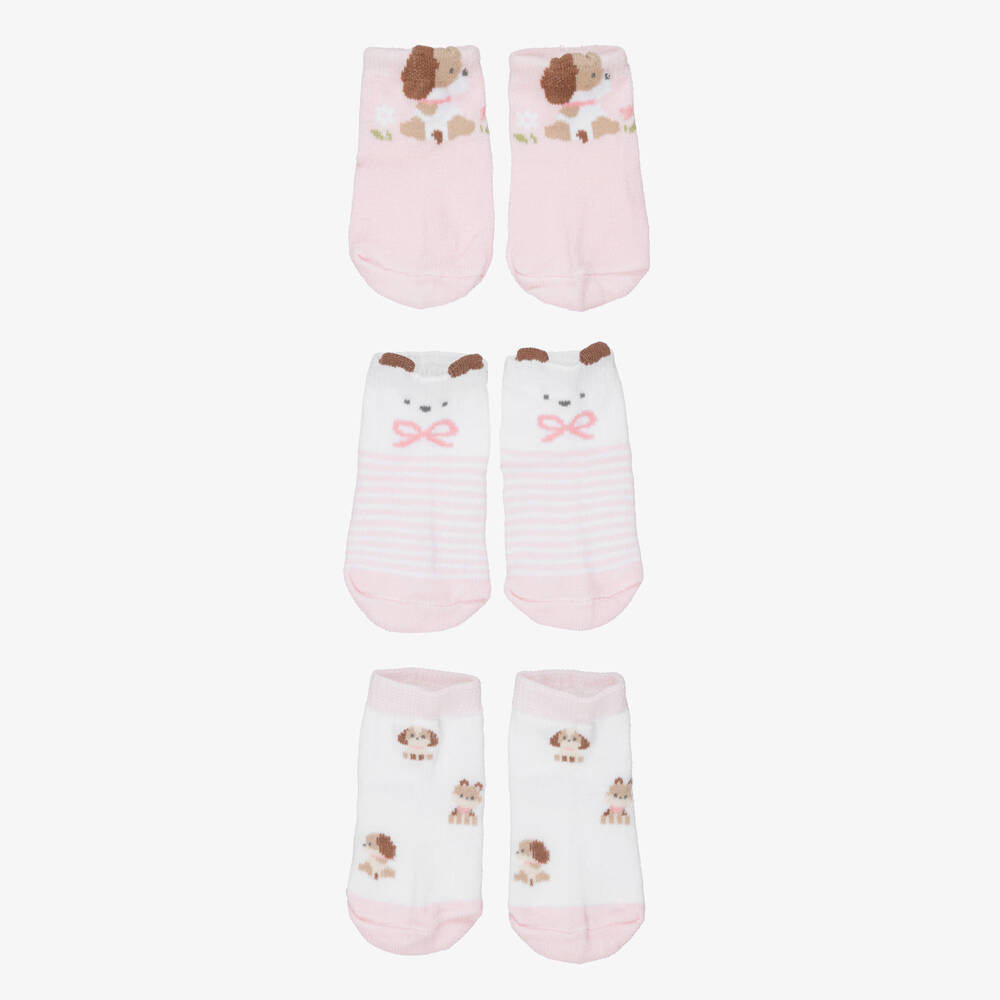 Mayoral Для новорожденных-Baby Girls Pink Patterned Cotton Socks (4 Pack) | Childrensalon