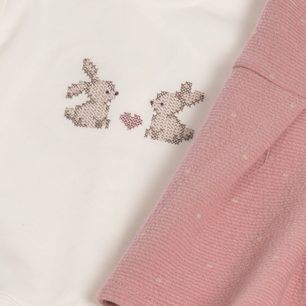 Mayoral Для новорожденных-Baby Girls Pink Polka Dot Jersey Trouser Set | Childrensalon