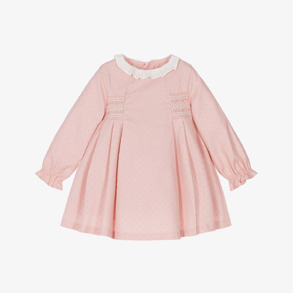 Mayoral Newborn-Baby Girls Pink Polka Dot Smocked Dress | Childrensalon
