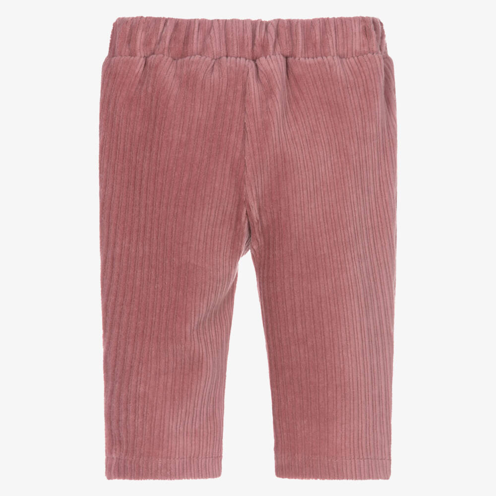 Mayoral Newborn-Baby Girls Pink Ribbed Velour Trousers | Childrensalon