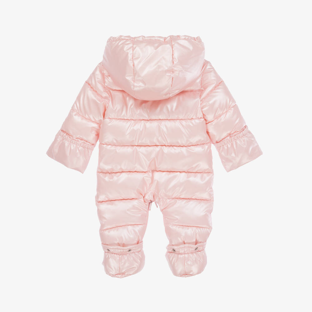 Mayoral Newborn-Baby Girls Pink Sheen Padded Snowsuit | Childrensalon