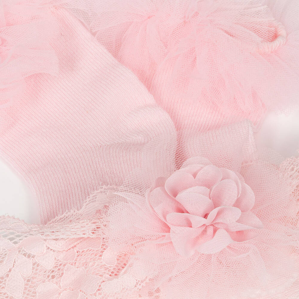 Mayoral Newborn-Baby Girls Pink Socks & Lace Headband Set | Childrensalon