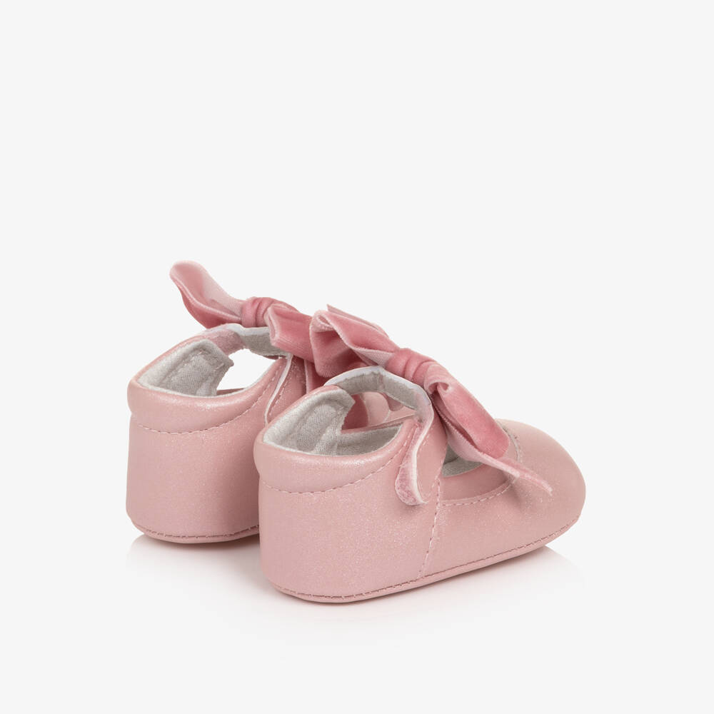 Mayoral Newborn-Baby Girls Pink Sparkly Pre-Walkers with Bow | Childrensalon