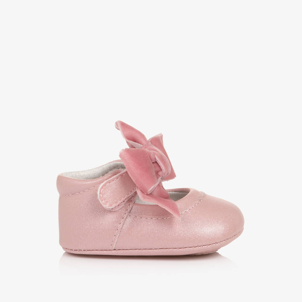 Mayoral Newborn-Baby Girls Pink Sparkly Pre-Walkers with Bow | Childrensalon
