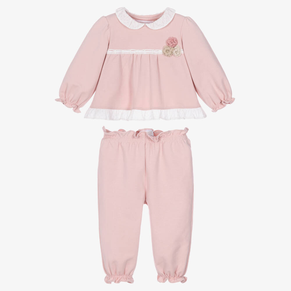 Mayoral Newborn-Baby Girls Pink Trouser Set with Ruffle Details | Childrensalon