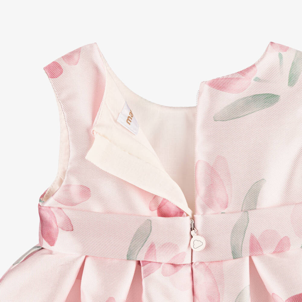 Mayoral Newborn-Baby Girls Pink Tulip Print Satin Dress | Childrensalon