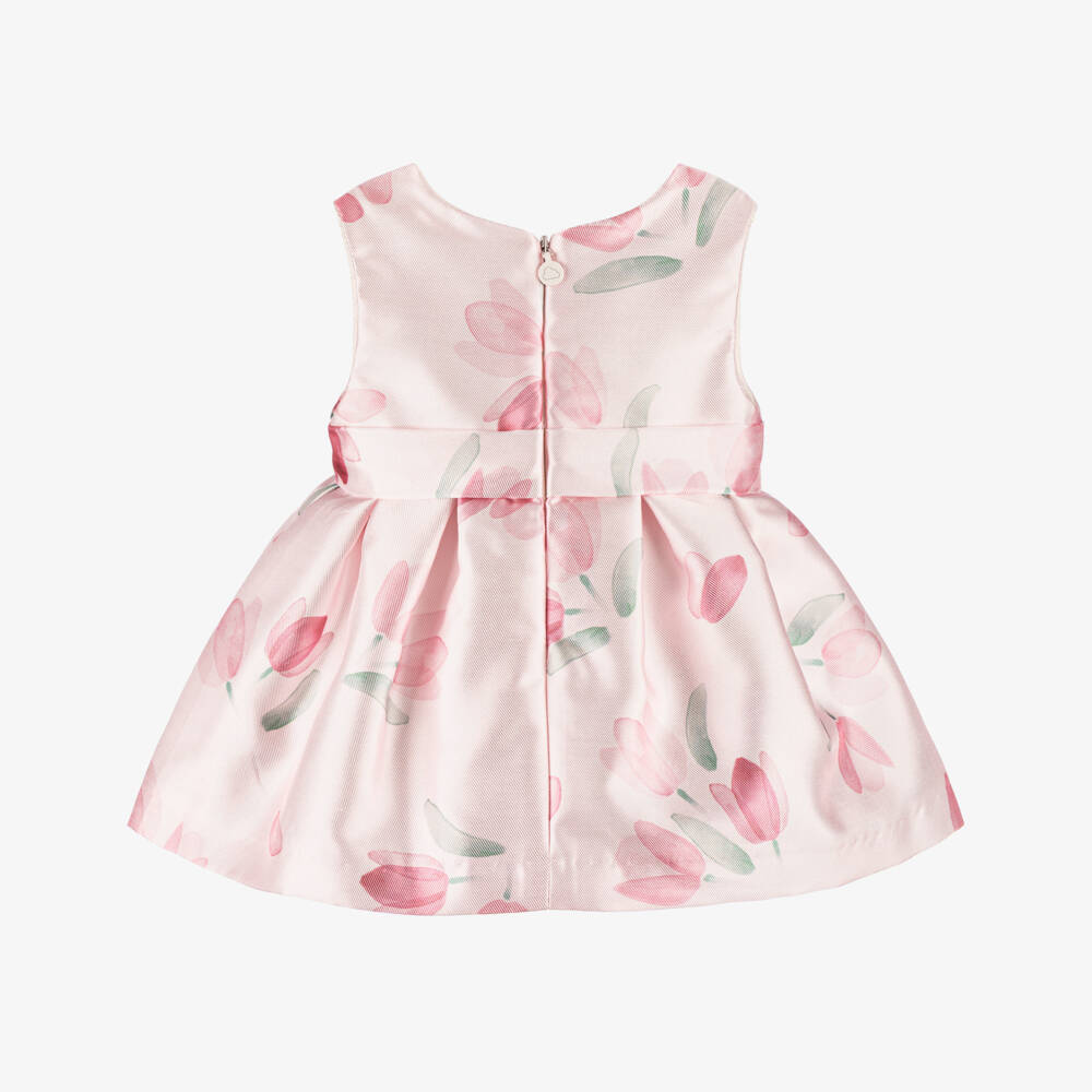 Mayoral Newborn-Baby Girls Pink Tulip Print Satin Dress | Childrensalon