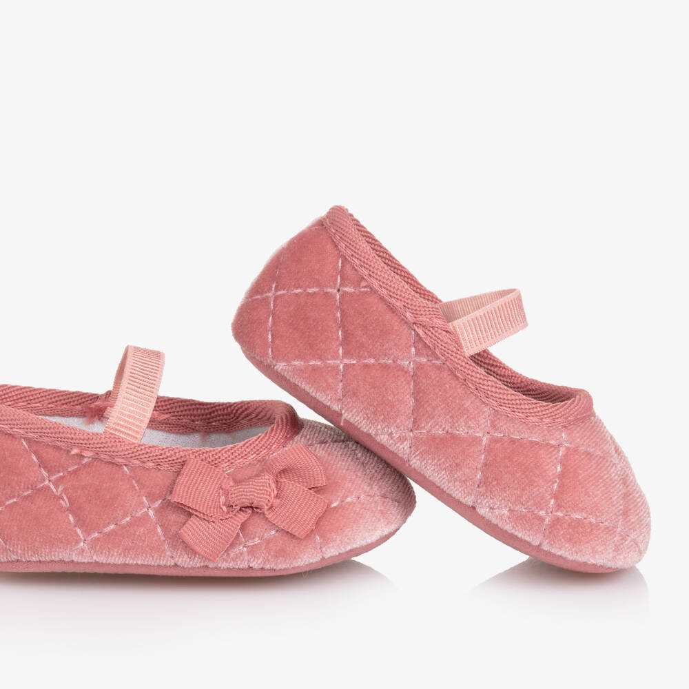 Mayoral Для новорожденных-Пинетки бархатные розовые для малышей девочек | Childrensalon