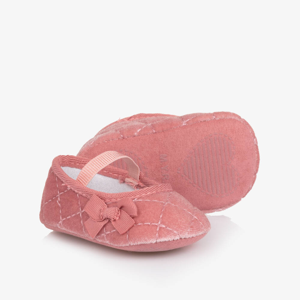 Mayoral Для новорожденных-Пинетки бархатные розовые для малышей девочек | Childrensalon