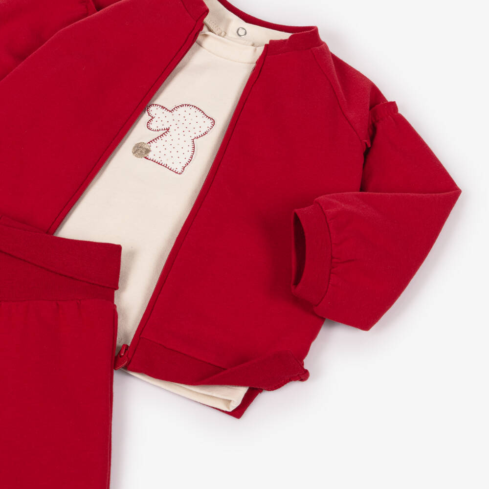 Mayoral Newborn-Baby Girls Red Cotton Bunny Tracksuit Set | Childrensalon