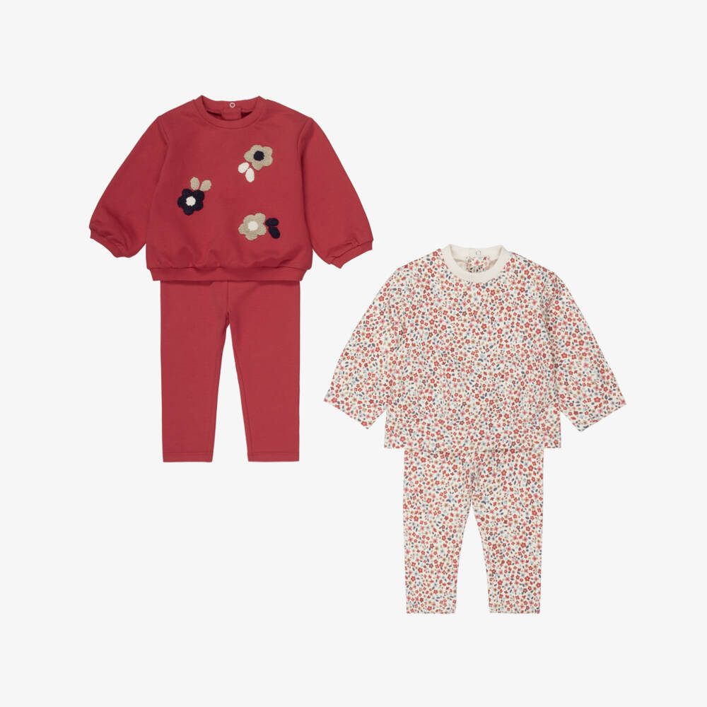 Mayoral Для новорожденных-Baby Girls Red Cotton Floral Leggings Set | Childrensalon