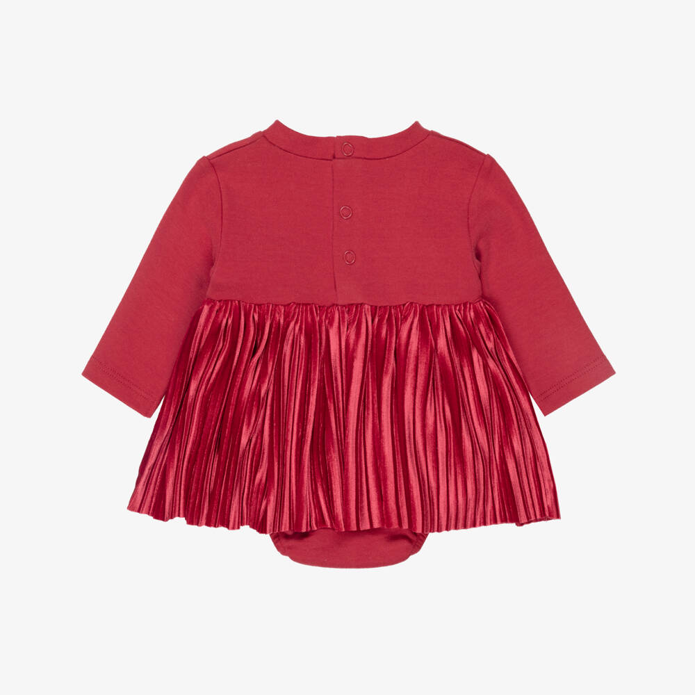 Mayoral Для новорожденных-Baby Girls Red Dress with Pleated Velour Skirt | Childrensalon