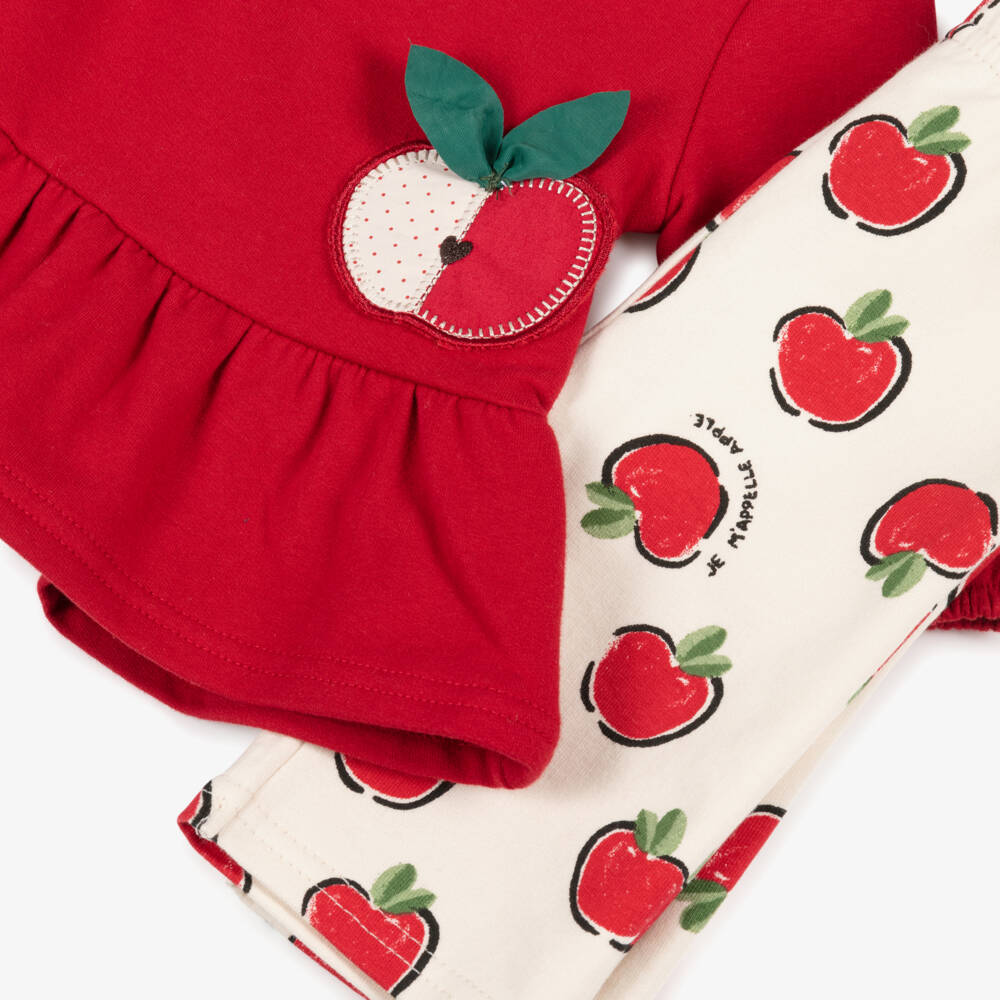 Mayoral Для новорожденных-Baby Girls Red & Ivory Apple Leggings Set | Childrensalon