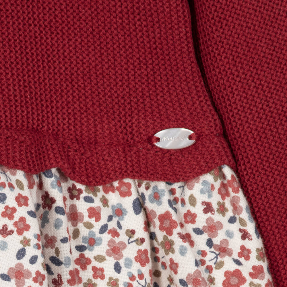 Mayoral Newborn-Baby Girls Red Knitted & Floral Dress | Childrensalon