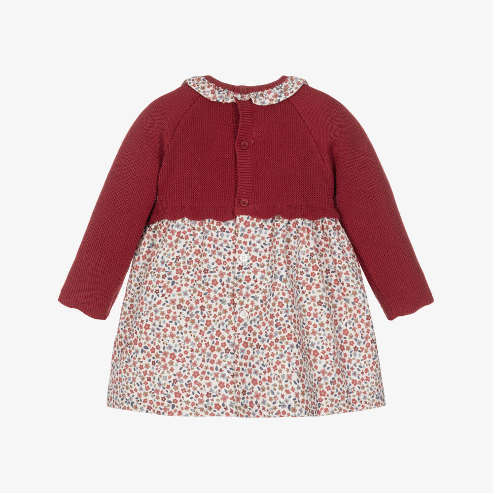 Mayoral Newborn-Baby Girls Red Knitted & Floral Dress | Childrensalon