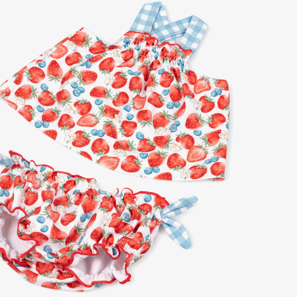 Mayoral Newborn-Baby Girls Red Strawberry Beach Shorts Set (UPF40+) | Childrensalon