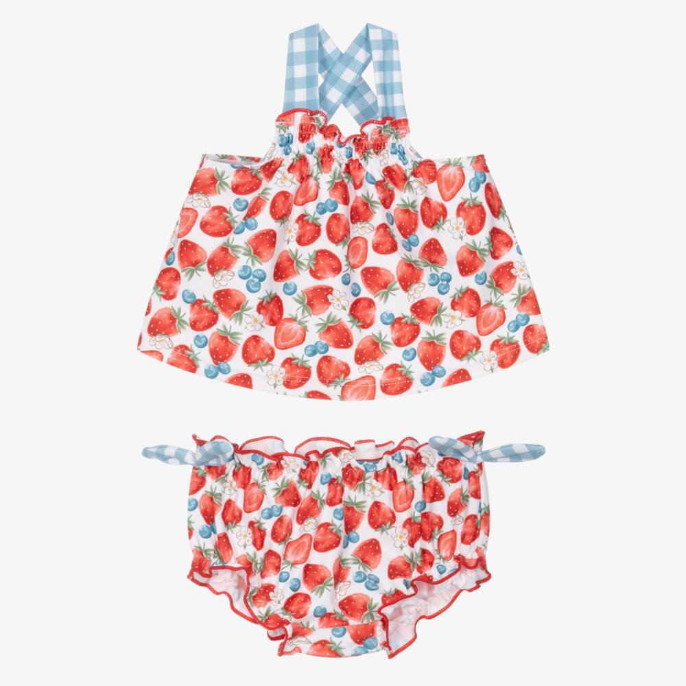 Mayoral Для новорожденных-Baby Girls Red Strawberry Beach Shorts Set (UPF40+) | Childrensalon