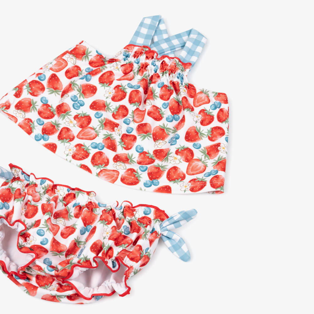 Mayoral Для новорожденных-Baby Girls Red Strawberry Beach Shorts Set (UPF40+) | Childrensalon