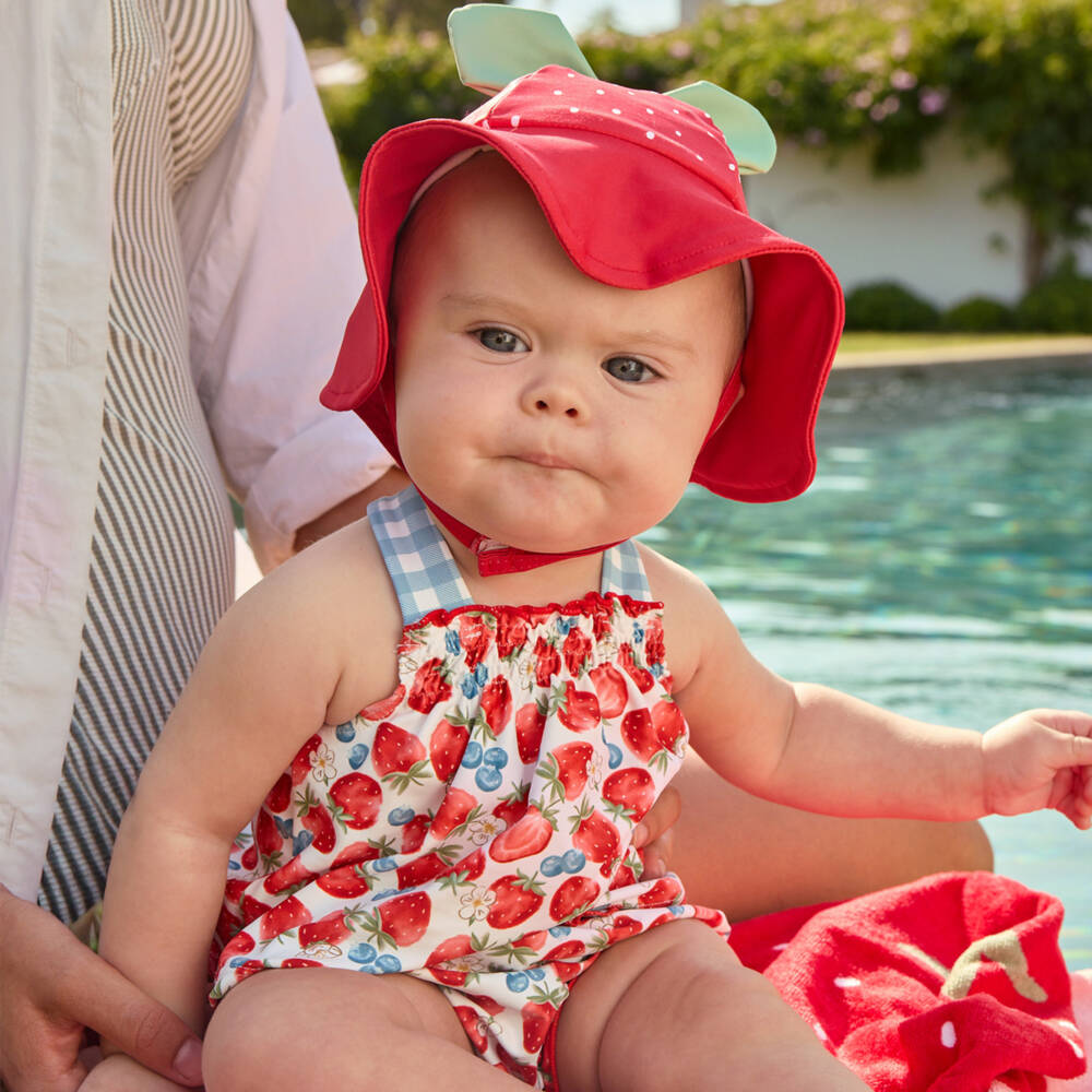 Mayoral Newborn-Baby Girls Red Strawberry Beach Shorts Set (UPF40+) | Childrensalon
