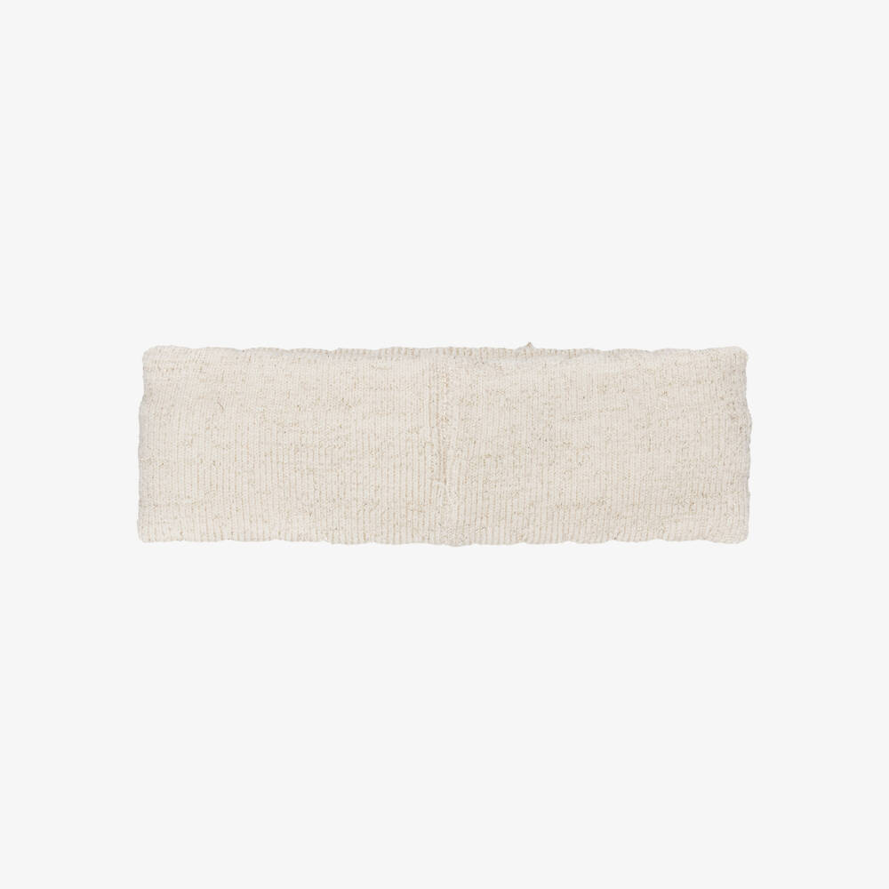 Mayoral Newborn-Baby Girls Sparkly Beige Knitted Headband | Childrensalon