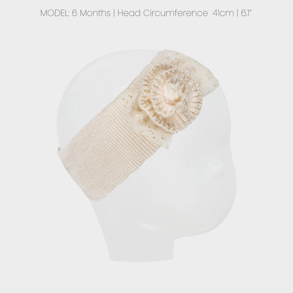 Mayoral Newborn-Baby Girls Sparkly Beige Knitted Headband | Childrensalon
