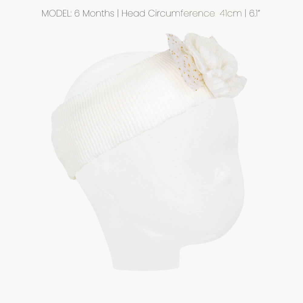 Mayoral Newborn-Baby Girls Sparkly Ivory Knitted Headband | Childrensalon