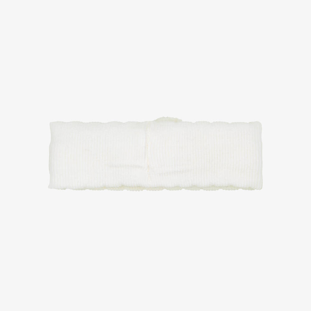 Mayoral Newborn-Baby Girls Sparkly Ivory Knitted Headband | Childrensalon
