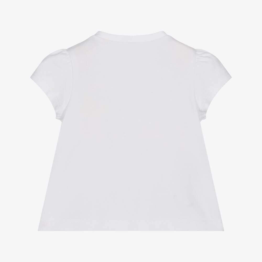 Mayoral Newborn-Baby Girls White Cotton Strawberry Print T-Shirt | Childrensalon