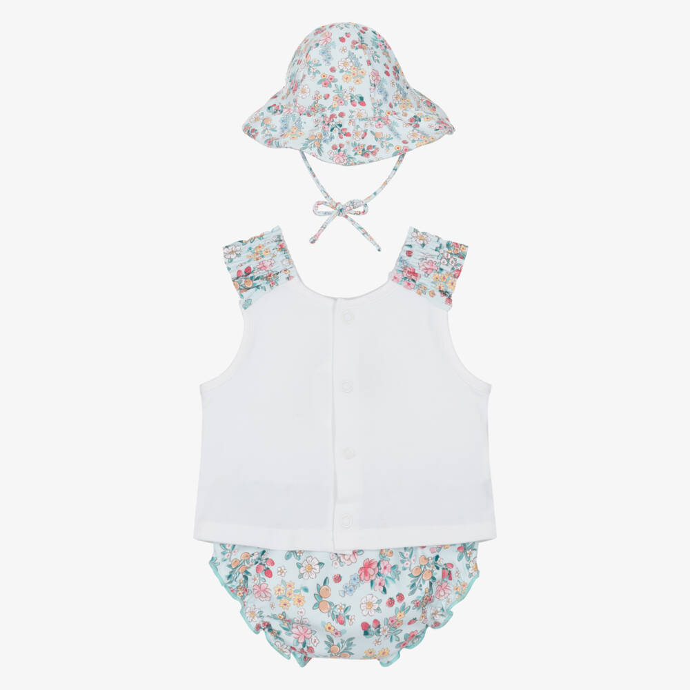 Mayoral Newborn-Baby Girls White & Green Beach Set | Childrensalon